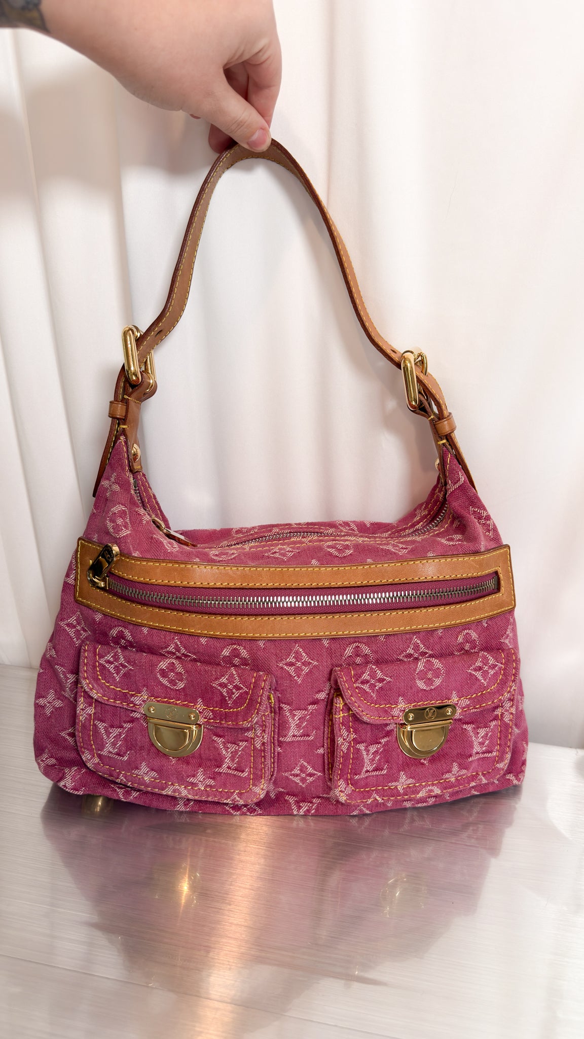 Louis Vuitton Pink Denim Baggy