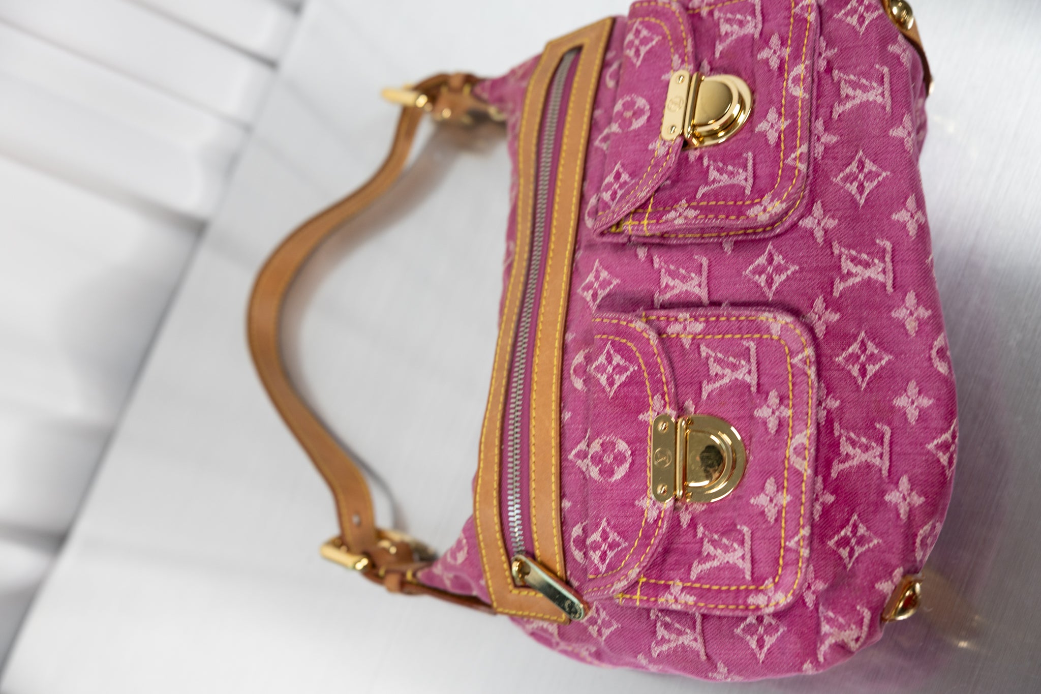 Louis Vuitton Pink Denim Baggy