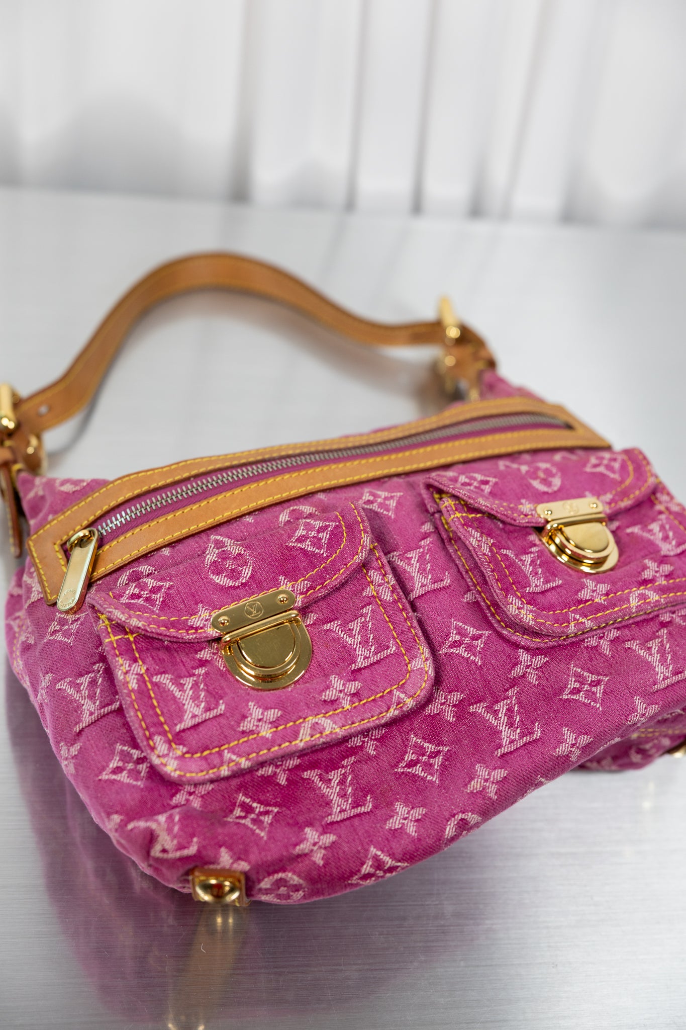 Louis Vuitton Pink Denim Baggy