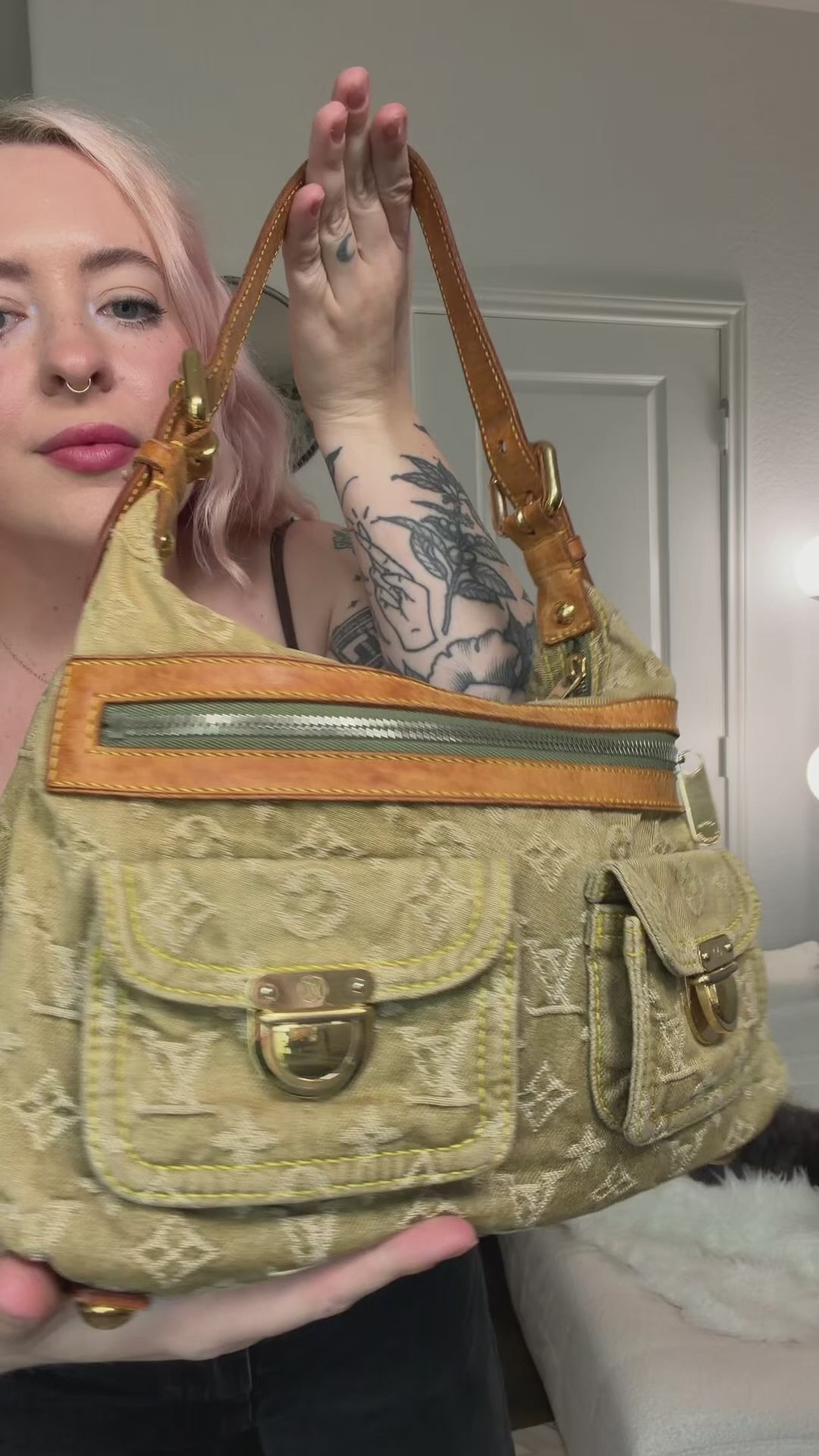 Louis Vuitton Rare Green Denim Baggy