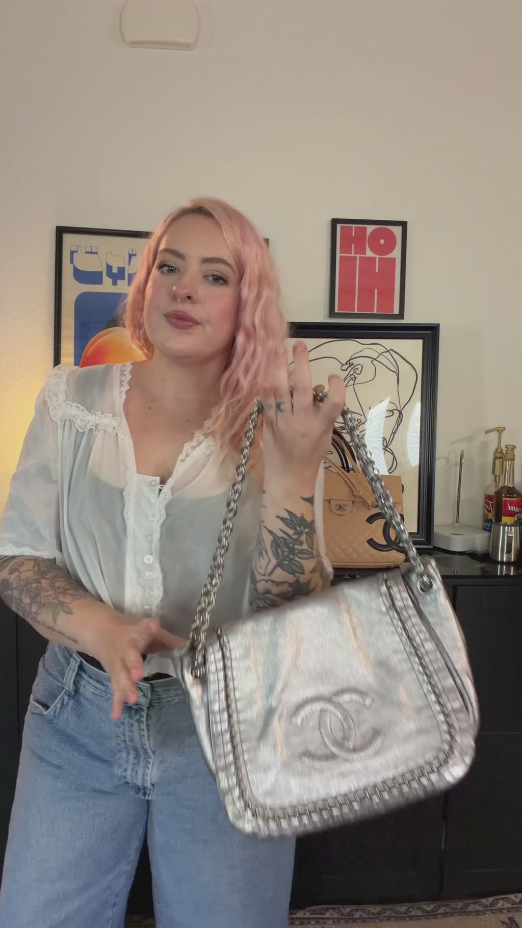 Chanel Luxe Ligne Shoulder Bag Silver