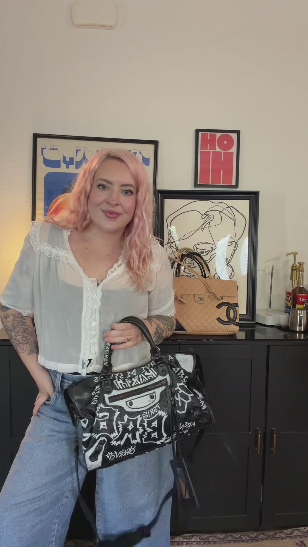 Balenciaga Graffiti Medium City Bag