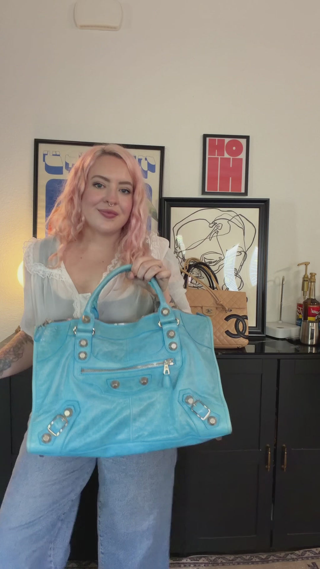Balenciaga Work Bag Teal