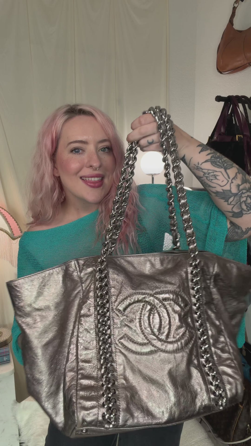 Chanel 2008-2009 Silver Chain tote