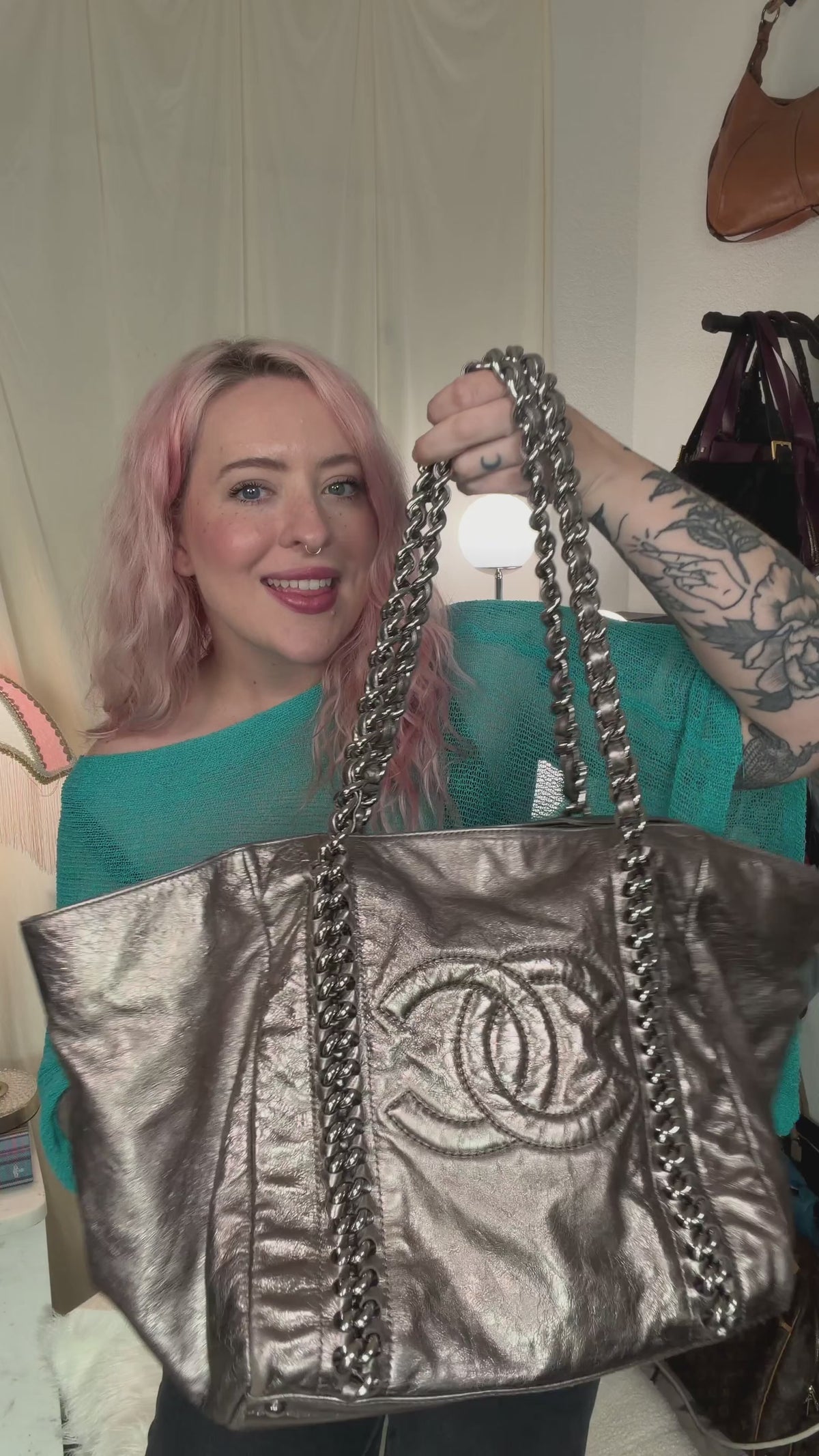 Chanel 2008-2009 Silver Chain tote